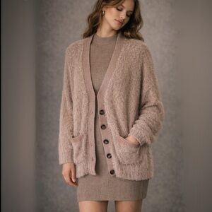 Urban Outfitters Gray Soft Fuzzy Cardigan Sweater Size Medium